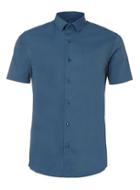 Topman Mens Blue Washed Navy Stretch Skinny Short Sleeve Dress Shirt