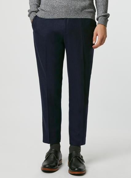 Topman Mens Navy Wool Rich Cropped Pants