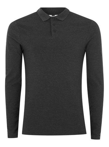 Topman Mens Grey Charcoal Gray Ultra Muscle Fit Polo