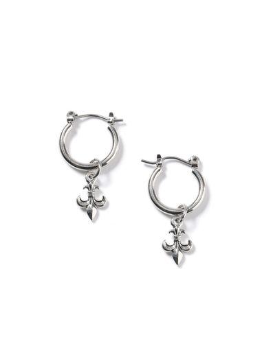 Topman Mens Silver Look Fleur De Lis Hoop Earrings*