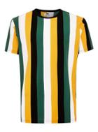 Topman Mens Multi Green And Yellow Stripe T-shirt