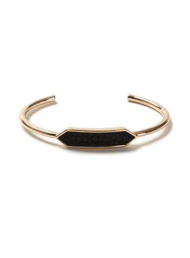 Topman Mens Gold Look Faux Leather Inlay Cuff Bracelet*
