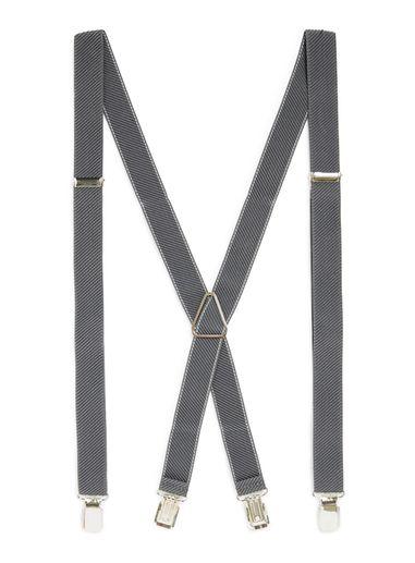 Topman Mens Mid Grey Charcoal Textured Skinny Suspenders