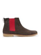 Topman Mens Brown And Red Suede Chelsea Boots