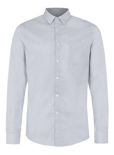 Topman Mens Black And White Geo Print Dress Shirt