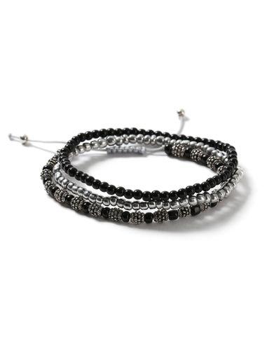Topman Mens Black. Black And Silver Look Beaded Bracelet Pack*