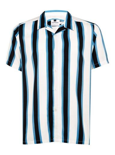 Topman Mens Blue And White Classic Shirt