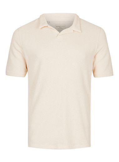 Topman Mens Selected Homme Cream Textured Polo Neck T-shirt