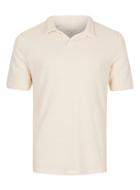 Topman Mens Selected Homme Cream Textured Polo Neck T-shirt