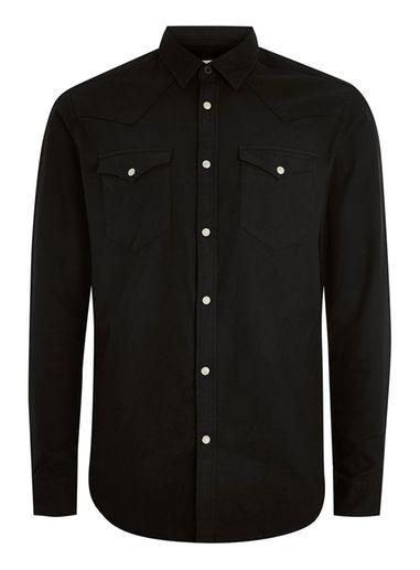 Topman Mens Selected Homme Black Denim Shirt