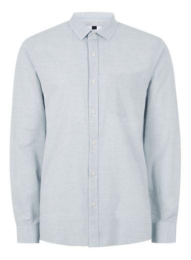 Topman Mens Ice Blue Slub Shirt