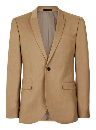 Topman Mens Brown Camel Jersey Skinny Fit Suit Jacket