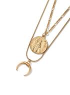 Topman Mens Black Gold Tusk Coin Necklace*
