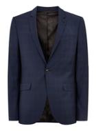 Topman Mens Premium Blue Check Skinny Fit Blazer