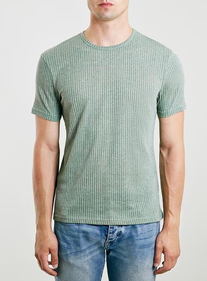 Topman Mens Green Muscle Fit Rib T-shirt