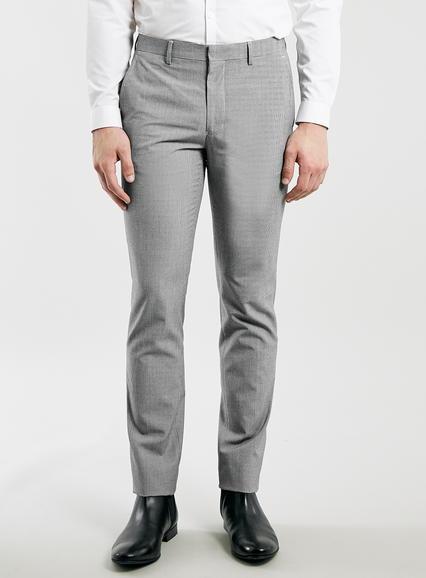 Topman Mens Black And White Puppytooth Skinny Fit Suit Pants
