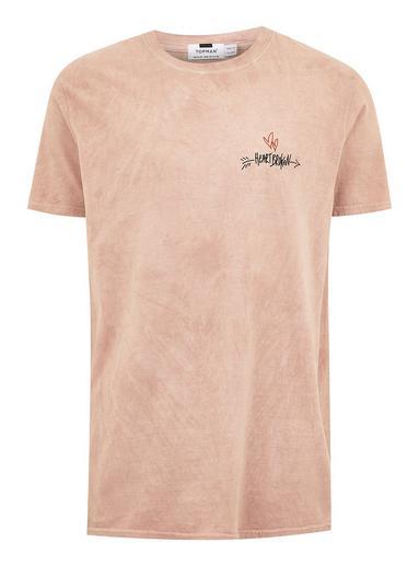 Topman Mens Washed Pink 'heartbroken' T-shirt