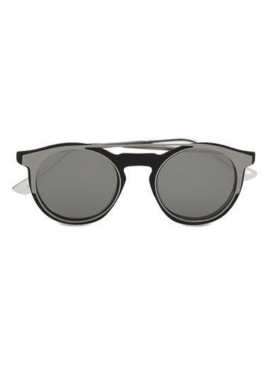 Topman Mens Black Mirrored Round Sunglasses