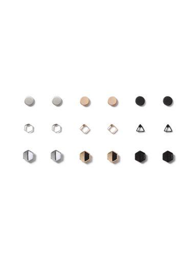 Topman Mens Silver Geometric Earrings Pack*