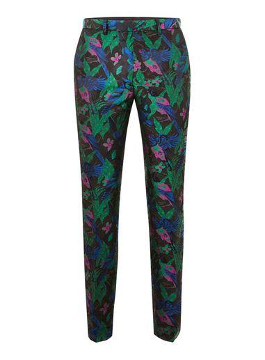 Topman Mens Multi Black Peacock Jaquard Skinny Pants