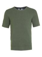 Topman Mens Green Waffle Textured Knitted T-shirt