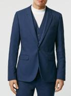 Topman Mens Blue Textured Ultra Skinny Fit Suit Jacket