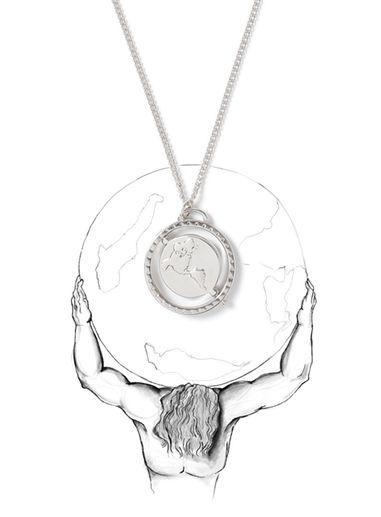 Topman Mens Silver Look Greek Mythology Atlas Necklace*