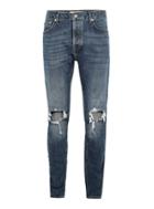 Topman Mens Blue Indigo Stretch Skinny Blowout Jeans