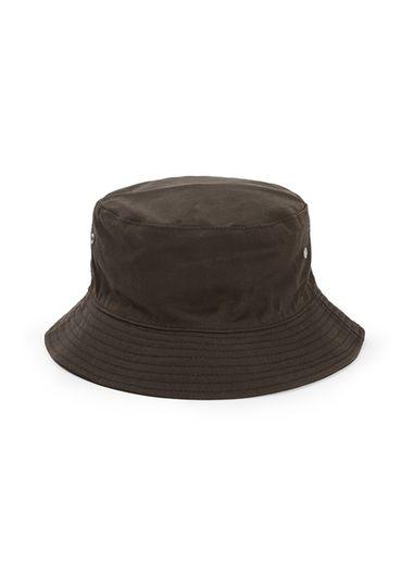 Topman Mens Green Waxed Bucket Hat