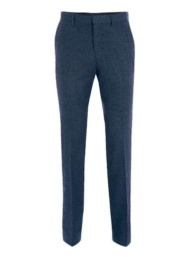 Topman Mens Blue Navy Wool Rich Skinny Fit Dress Pants