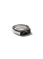 Topman Mens Silver Look And Black Etched Enamel Ring*