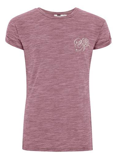Topman Mens Burgundy Textured Embroidered T-shirt
