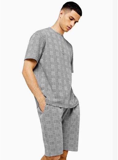 Topman Mens Grey Short Sleeve Prince Of Wales T-shirt