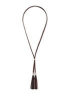 Topman Mens Brown Leather Tassel Bolo Necklace*