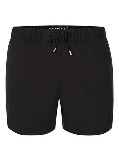 Topman Mens Black Embroidered Logo Swim Shorts