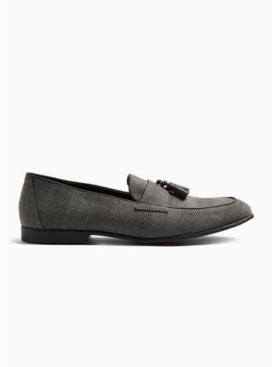 Topman Mens Grey Check Prince Check Loafers