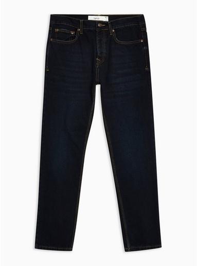 Topman Mens Blue Navy Over Dye Rigid Tapered Jeans
