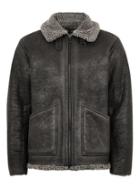 Topman Mens Grey Overdyed Faux Shearling Jacket