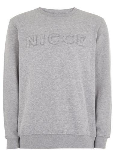 Topman Mens Grey Nicce Gray Embossed Logo Sweatshirt