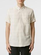 Topman Mens Cream Grid Check Short Sleeve Casual Shirt