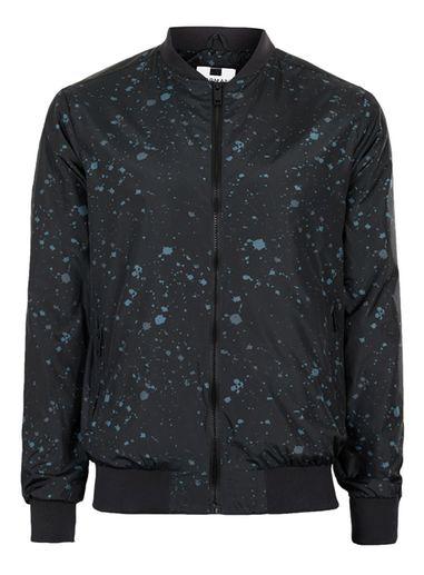 Topman Mens Black And Blue Paint Splat Bomber Jacket