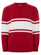 Topman Mens Red Ltd Burgundy Stripe Sweater
