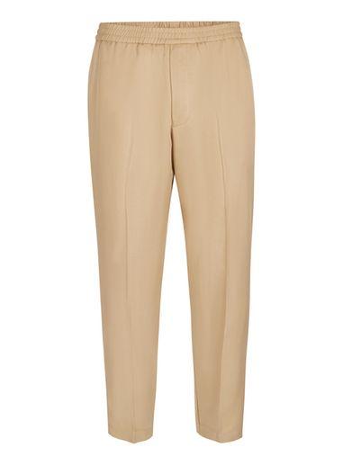 Topman Mens Brown Topman Premium Stone Wide Leg Cropped Smart Pants