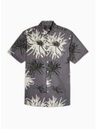 Topman Mens Navy Floral Print Slim Shirt