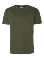 Topman Mens Green Selected Homme Khaki Raw Edge T-shirt