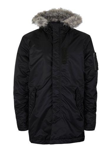 Topman Mens Selected Homme Black Parka Jacket
