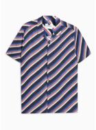 Topman Mens Multi Blue Diagonal Stripe Revere Shirt