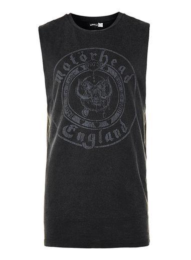 Topman Mens Black Motorhead Print Tank Top