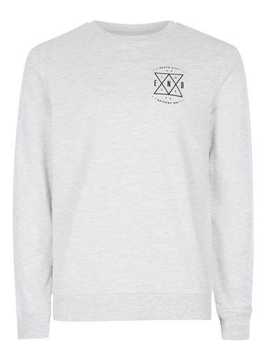 Topman Mens Frost Grey End Print Sweatshirt
