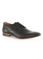 Topman Mens Black Leather Embossed Derby Shoes